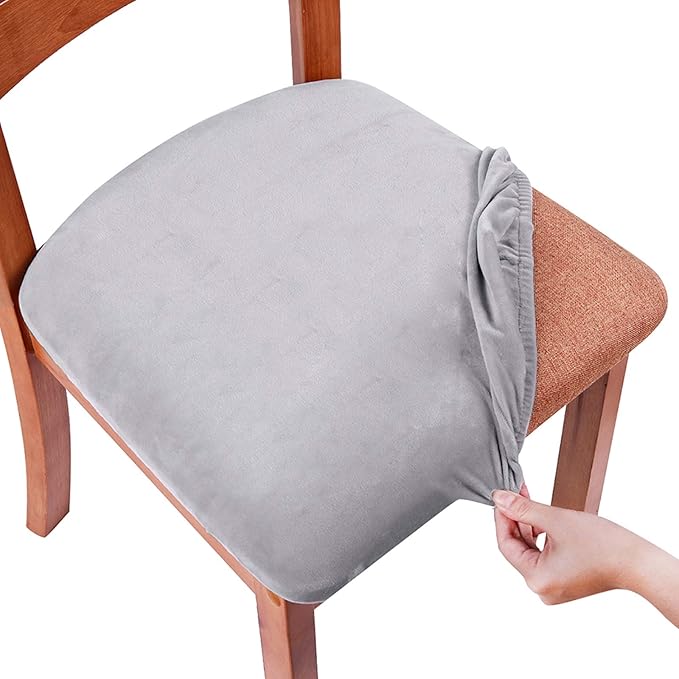 Smiry Velvet Seat Covers for Dining Room Chair Set of 2, Stretch Fit Removable by Smiry