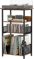 Record Player Stand with Storage Up to 100 Albums and 40 CDs, 4 Tier Vinyl by Huxitocan