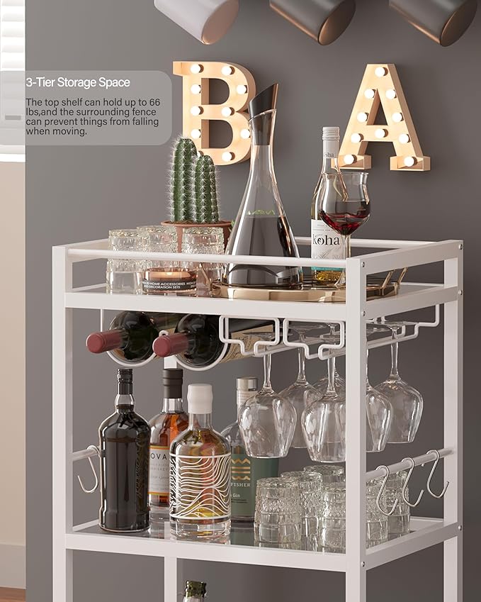 TUTOTAK Bar Cart, Home Bar Serving Cart, Drink Cart - Image 5