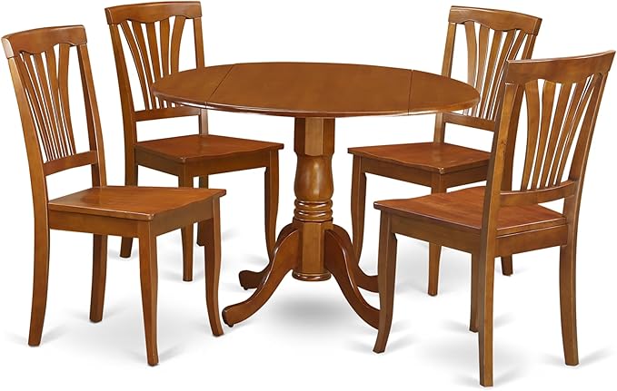 East West Furniture DLAV5-SBR-W 5 Piece Kitchen Table & Chairs Set Includes a by EastWestFurniture