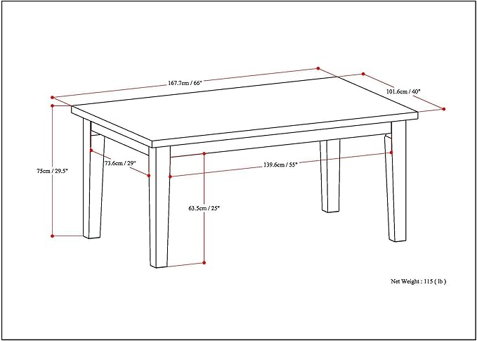 SIMPLIHOME Eastwood Dining Table, Solid Wood Walnut Veneer in Walnut, 66 x 40 - Image 3