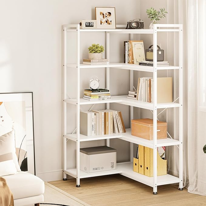 Casaottima Corner Bookshelf 5 Tier, 57 Inches Reversible Book Shelf - Image 8