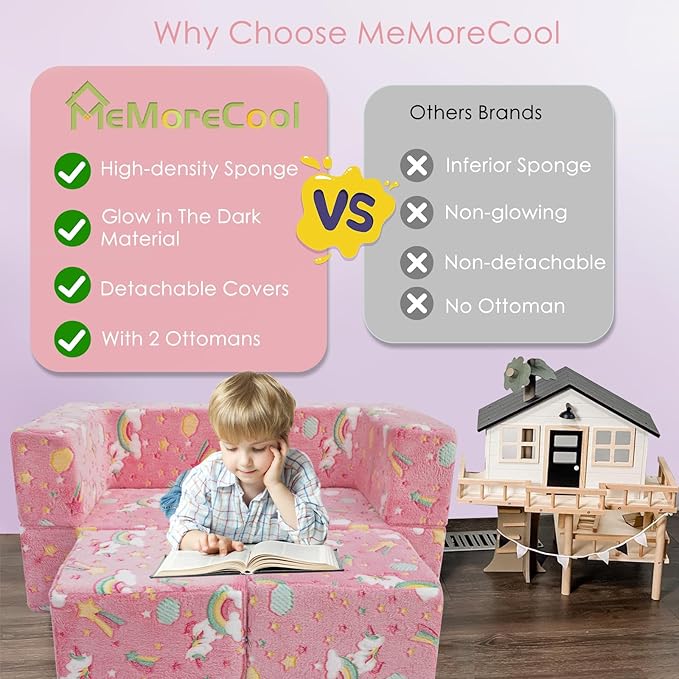 MeMoreCool Modular Kids Sofa, Toddler Play Couch Fold Out - Image 4