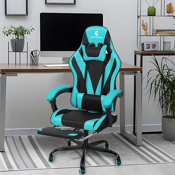 Gaming Chair with Linkage Armrest & Footrest, High Back Video Gaming Chair - Image 2