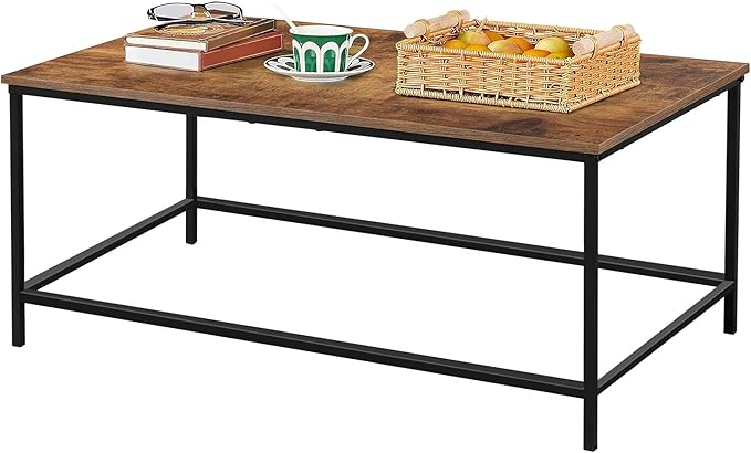 SENIG Coffee Table, Modern Industrial Style Rectangular Table, Rustic Accent by SENIG