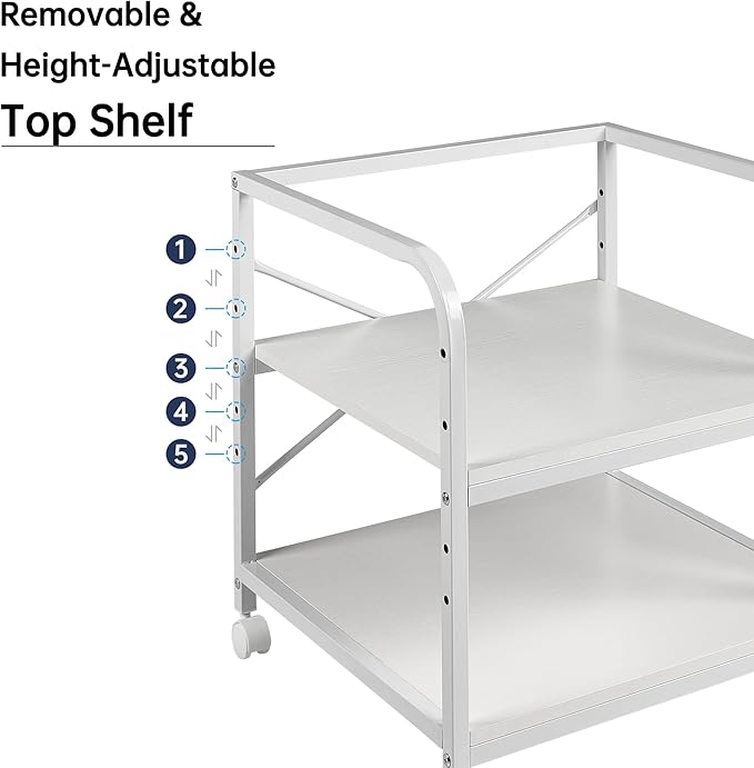 20 Inches Deep Large Printer Stand, 2 Tier Under Desk Printer Table - Image 4