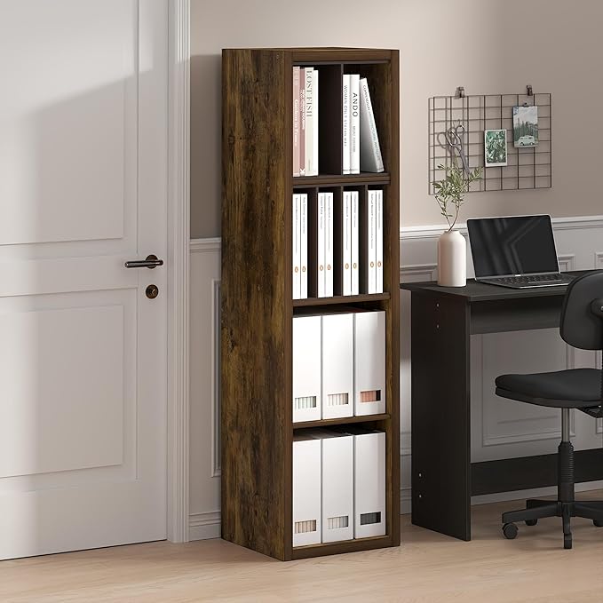Furinno Cubicle Open Back Decorative Verticle Cube Storage Organizer, Amber Pine - Image 2