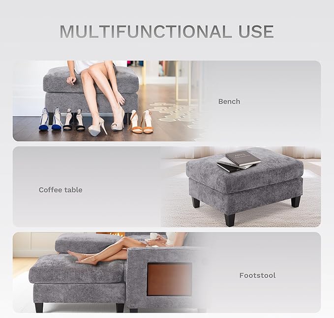 COLAMY 118" U-Shaped Sectional Couch, 4-Seat Modular Sofa - Image 4