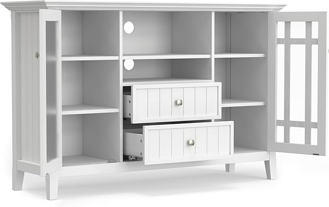 SIMPLIHOME Bedford SOLID WOOD 53 inch Wide Transitional TV Media Stand in White - Image 4