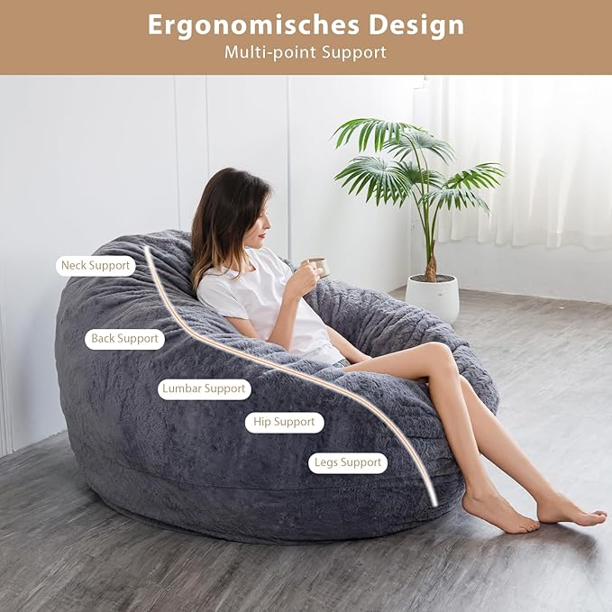 BYBYME 3 in 1 Bean Bag Chair, Convertible Chair Folds from Bean Bag to Lounger - Image 3