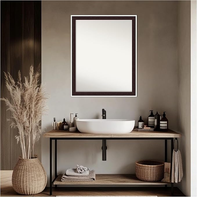 Amanti Art Bathroom Mirror for Over Sink, 25x31 Maya Espresso Silver Rectangle - Image 4