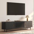 POVISON Fully-Assembled Mid Century Modern TV Stand, Sliding Tambour Door by POVISON