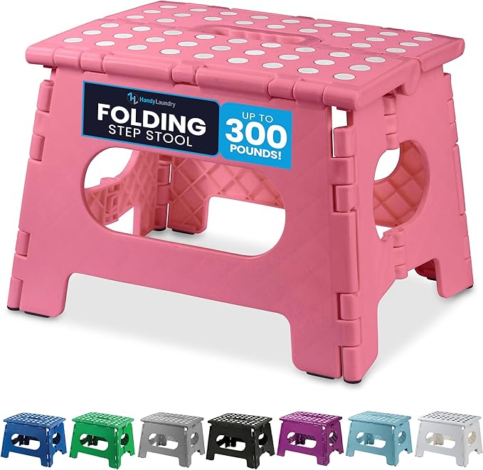 Handy Laundry - Folding Step Stool - Sturdy Enough Collapsible Stool to Support by Handy+Laundry