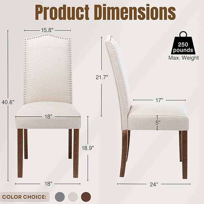 Stylish Upholstered Parsons Dining Chair Kitchen - Image 3