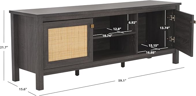 SAFAVIEH Evane TV Stand for up to 65" Flatscreen – Distressed Black & Natural - Image 2