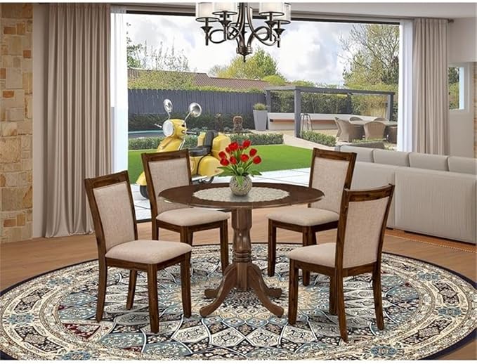 East West Furniture DLMZ5-AWN-04 5 Piece Kitchen Table Set - Image 2