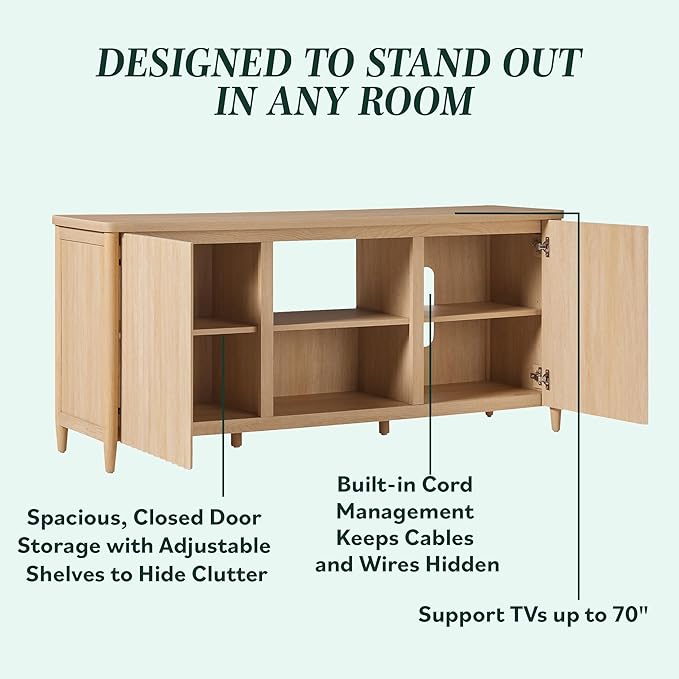 Walker Edison Scandinavian Reeded TV Stand - Image 5