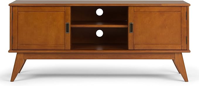 SIMPLIHOME Draper SOLID HARDWOOD 60 inch Wide Mid Century Modern TV Media Stand - Image 4