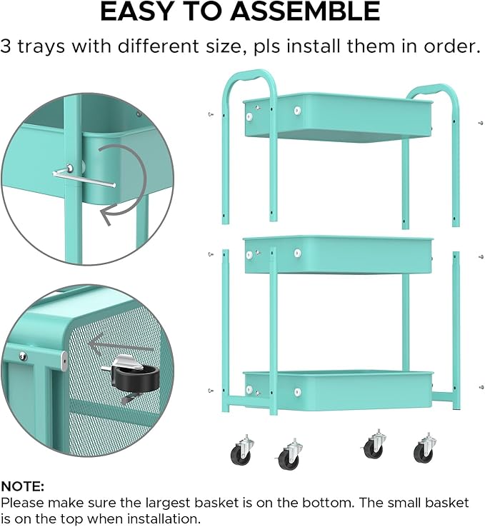 MAX Houser 3-Tier Rolling Utility Cart - Image 7