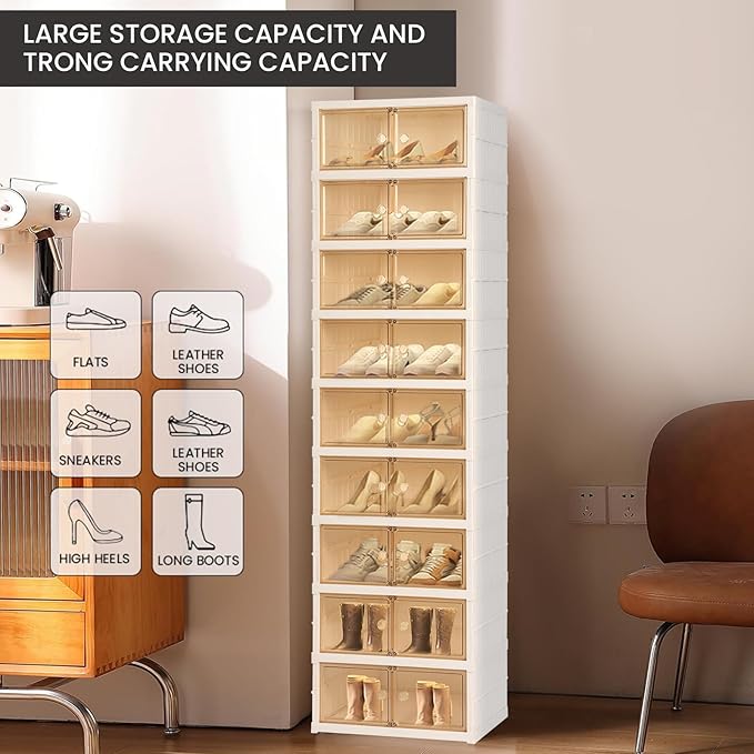 Foldable Shoe Organizer Storage Box, Portable Extra Large Folding Shoe Rack - Image 5