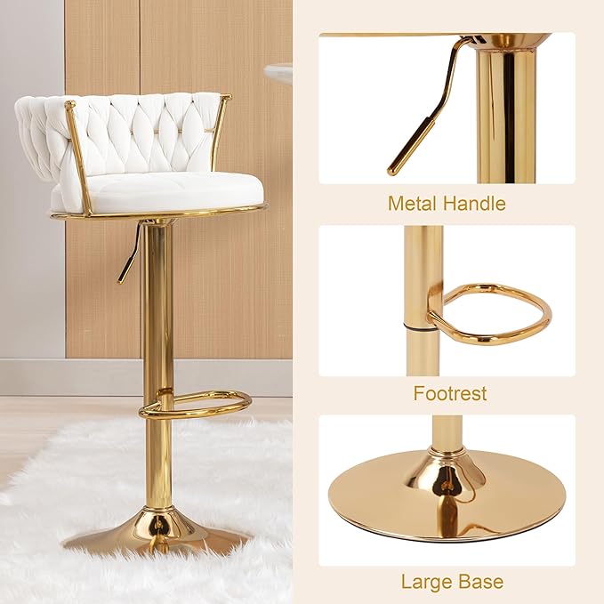 VECELO Bar Stools Set of 4, Modern Luxury Velvet Woven Counter Height Stools - Image 6