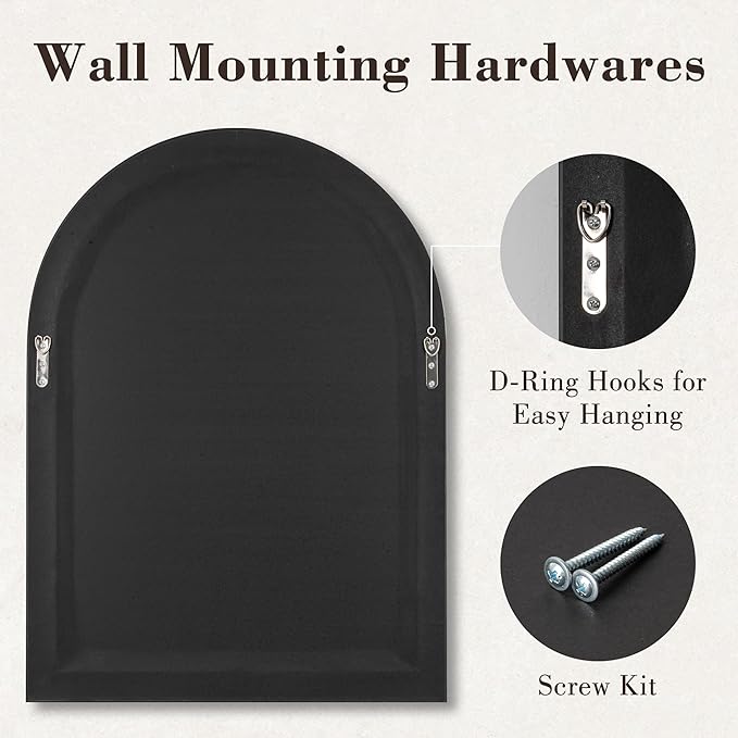 Axeman 32x48 Arched Wall Mirror, Decorative Bathroom Mirror, Traditional - Image 6