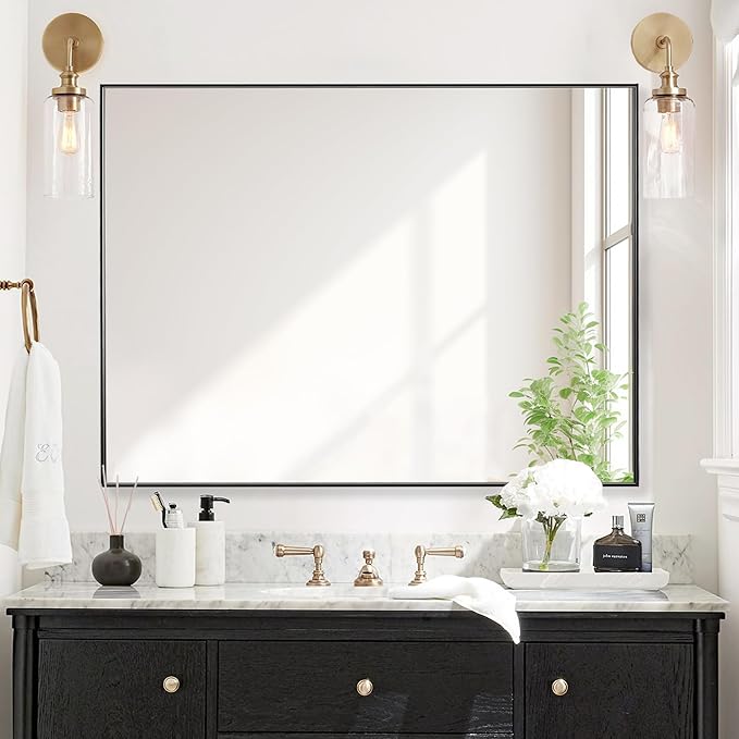 30x40 Inch Black Bathroom Mirror by Bonverre