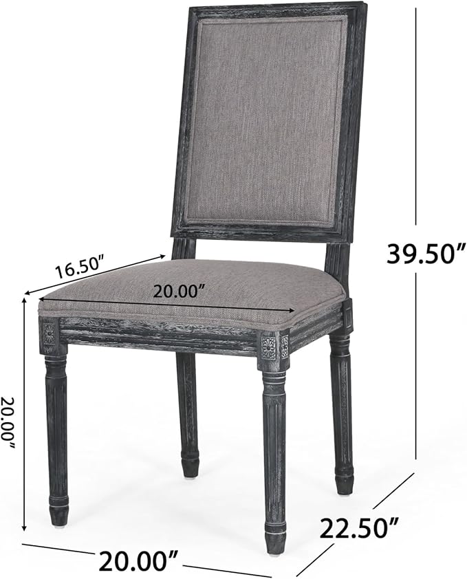 Merax Upholstered Solid Wood Dining Chairs Set of 2, French Country Style - Image 2
