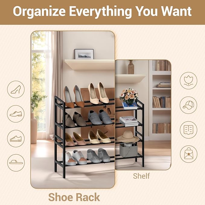 Haddockway Bamboo Shoe Rack for Closet, Free Standing Shoe Organizer - Image 5