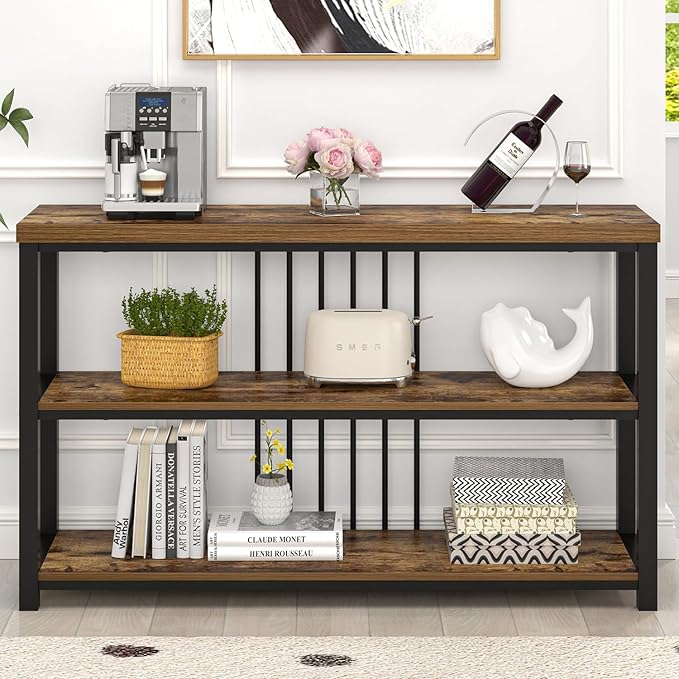 FOLUBAN Industrial Console Table, 3 Tier Entryway Table, Sofa Foyer Table - Image 7