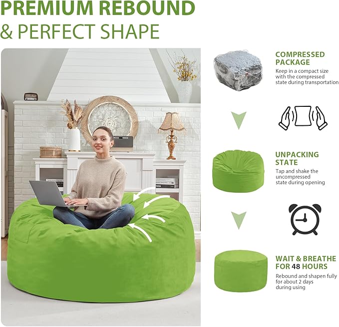 4FT Bean Bag Chair, Large Bean Bag Chairs - Image 6