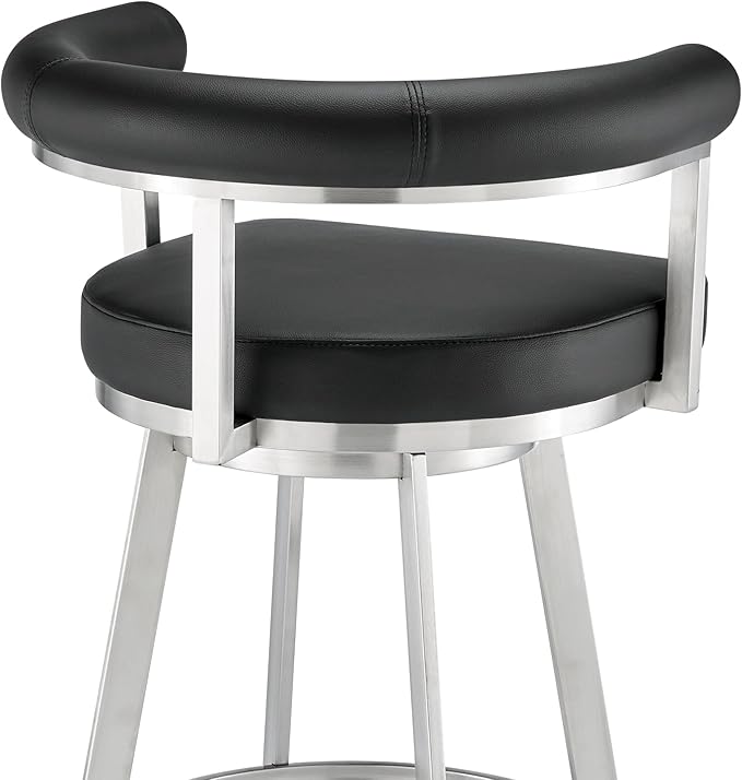 Armen Living Magnolia Swivel Bar Stool in Brushed Stainless Steel - Image 8