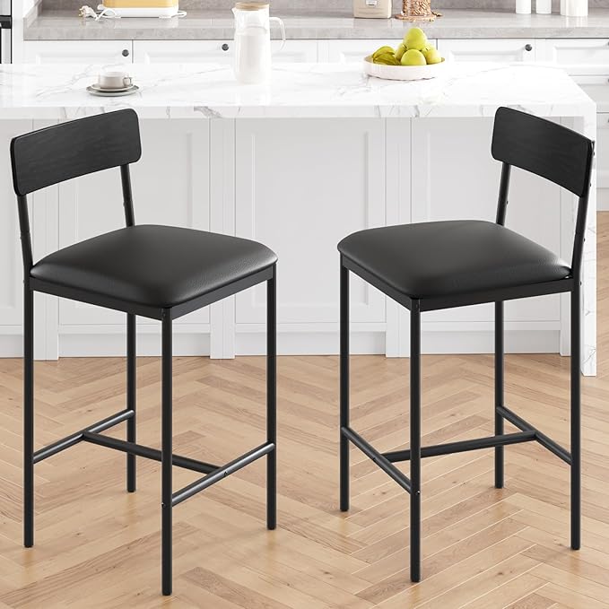 GarveeHome Bar Stools Set of 2, Upholstered Counter Height Bar Stools - Image 4