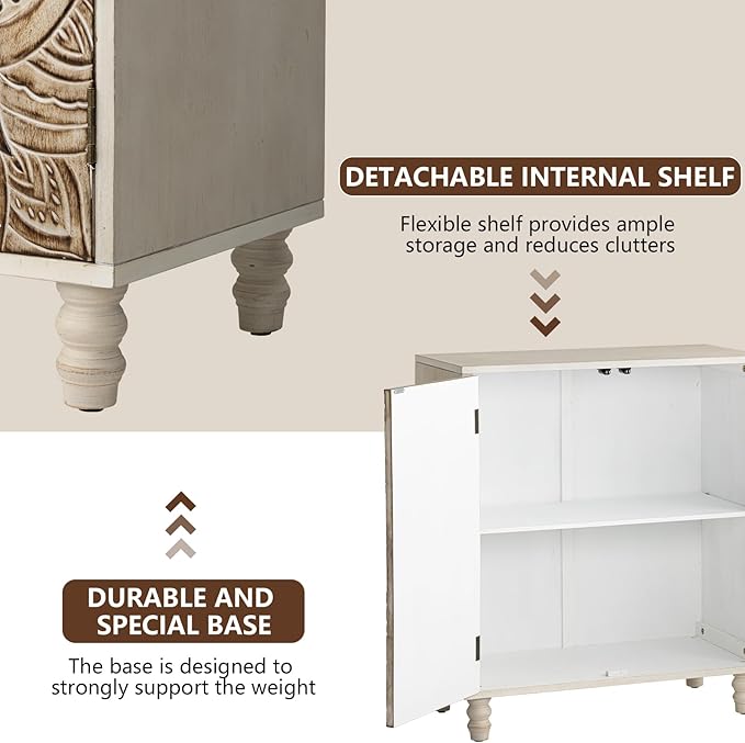 COSIEST Set of 2 32" Buffet Sideboard Cabinets - Image 5