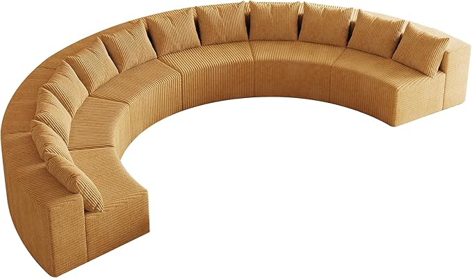 KEIKI Corduroy Curved Sectional Sofa, 6 Seater Symmetrical Modular Semi - Image 5