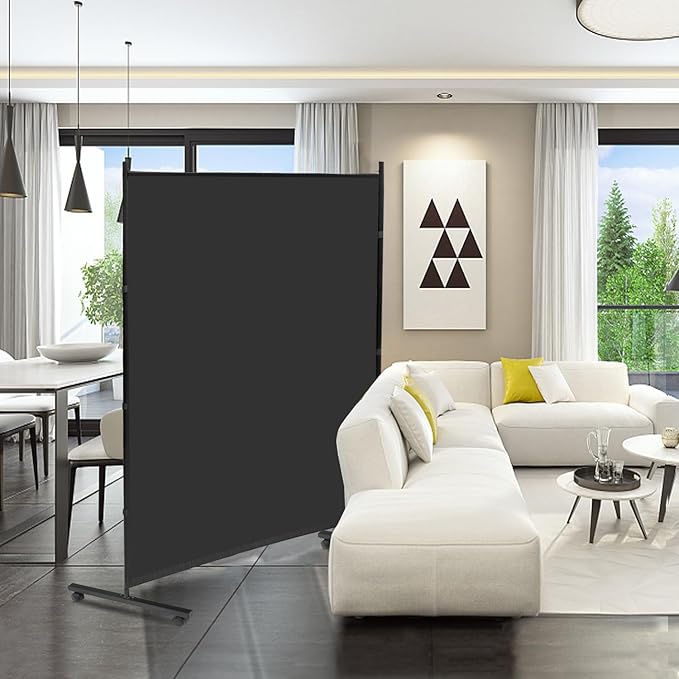 MAYOLIAH Large Single Panel Room Divider on Wheels, 71”W x 75”H Rolling Privacy - Image 3
