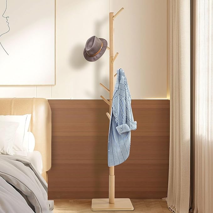 Yawinhe Coat Rack, Sturdy Wooden Coat Tree - Image 5