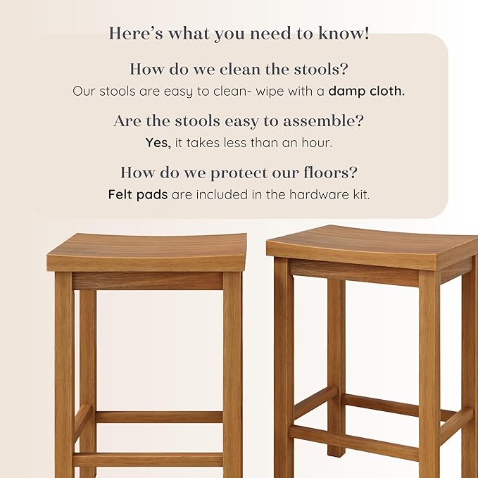 Grain & Grove Smith Collection Set of 2 Solid Wood Counter Height Bar Stools - Image 5