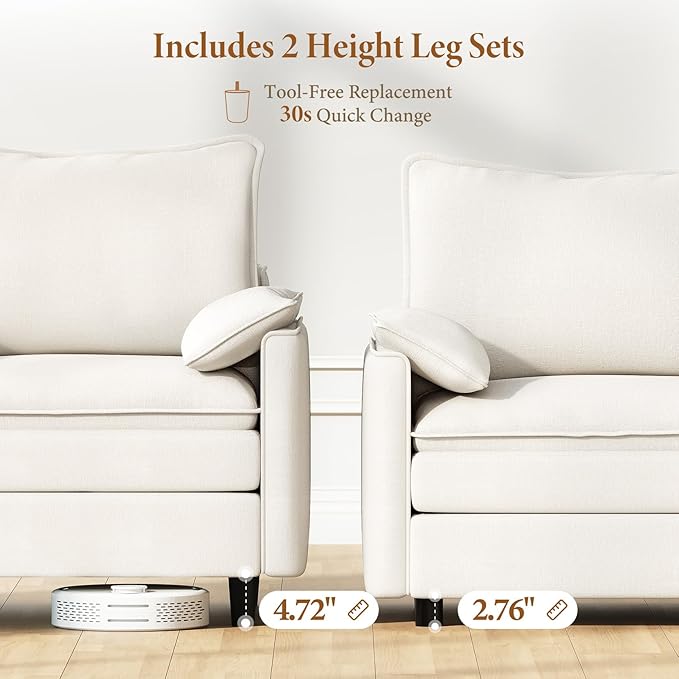 Vesgantti 108" Modular Sectional Sofa, Comfy Cloud Couch - Image 3