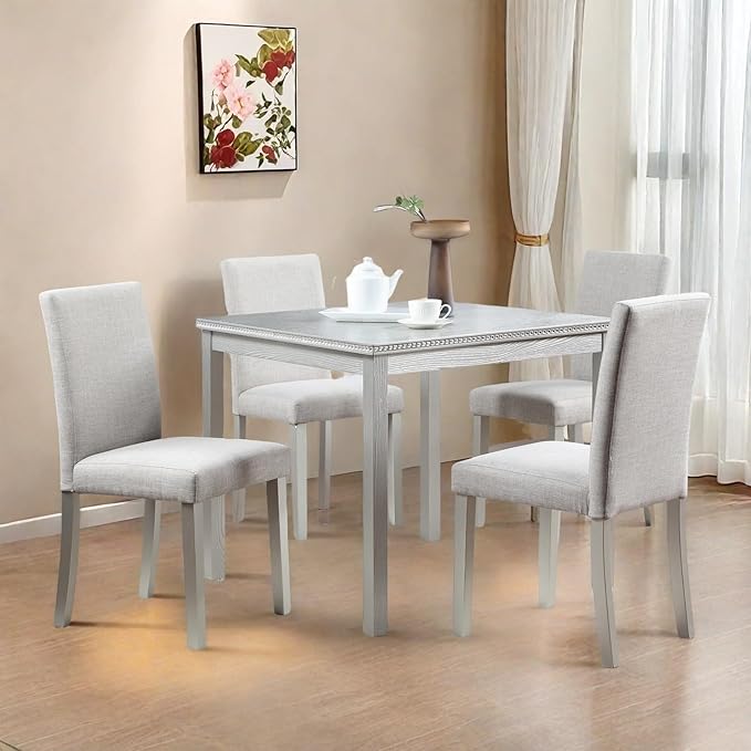 Dining Table Set for 4, 5-Piece Kitchen Table & Chairs Set by ChicFurnit
