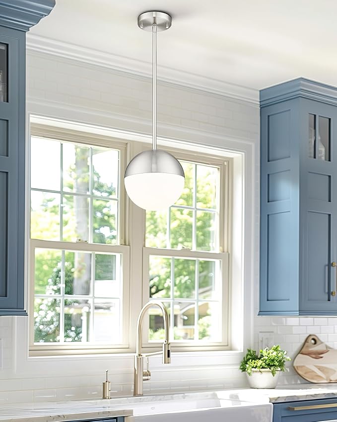 LMS Brushed Nickel Pendant Lights Kitchen Island, Adjustable Hanging Lighting - Image 2