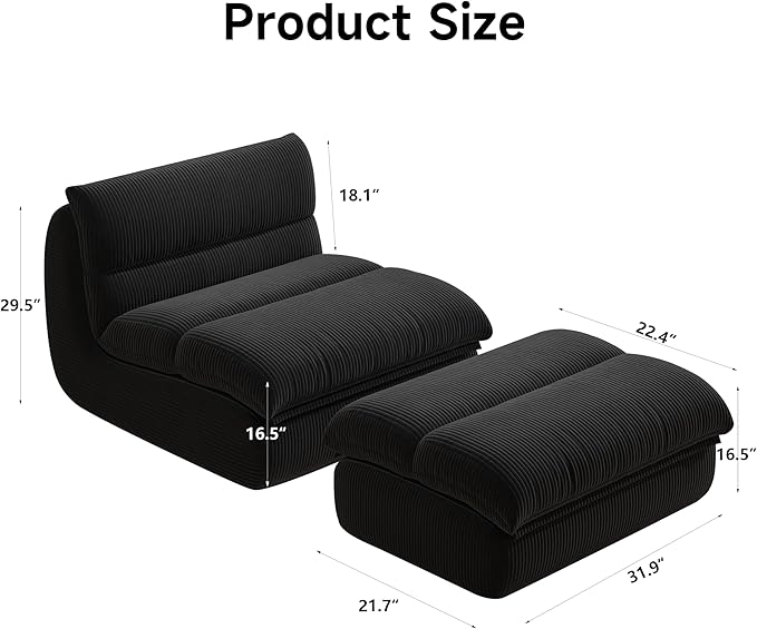 Bean Bag Chair with Ottoman, Cozy Comfy Reading Nook Chairs, Ultra Soft - Image 2