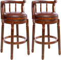Cow top Leather Wooden Bar Stools, 360 Degree Swivel Bar Height Chair by AULIFE