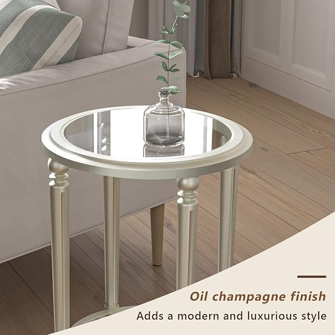 COSIEST Set of 2 Modern Round End Table, 2-Tier Glass Side Table - Image 9