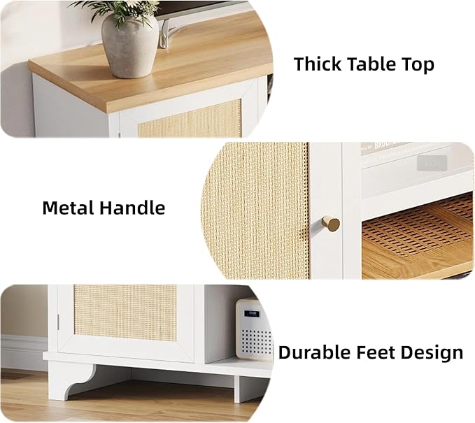 GarveeHome Rattan TV Stand for 70 Inch TV, Boho Entertainment Center - Image 6