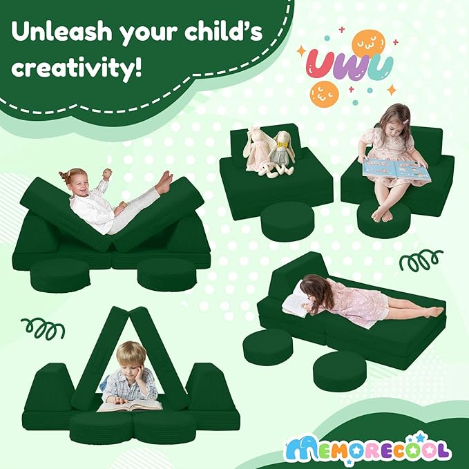 MeMoreCool Kids Couch for Playroom, Corduroy Convertible Toddler Couch - Image 3
