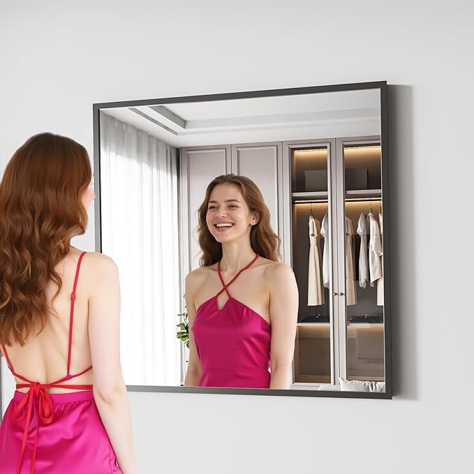 Koonmi Bathroom Mirror 30x30 Black Bathroom Wall-Mounted Mirrors, Modern Vanity - Image 6