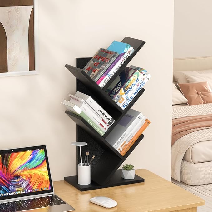 5 Tier Tree Book Shelf, Small Desktop Bookshelf - Image 4