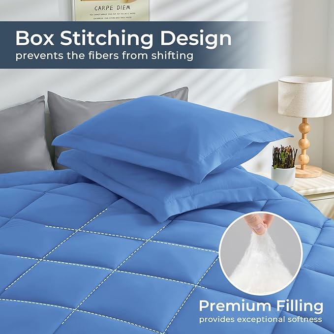HEVUMYI Royal Blue & Light Grey Twin-XL Comforter Set - Image 3