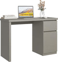 furtble Grey Maple Desk with Drawers, Modern Vanity Desk with Storage, Wood by furtble